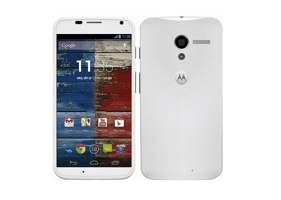 Motorola Moto X White Gsm Unlocked Phone Motorola Moto X runs on mostly stock 4.2.2, has a 4.7-inch AMOLED 720p display, a 10-megapixel rear camera and a front-facing camera capable